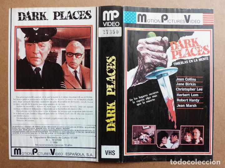 Cine: Caratula pelicula de video VHS Dark Places Tinieblas en la mente - Joan Collins Jane Birkin C Lee