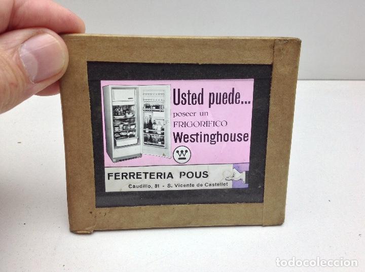 Cine: CLICHE PUBLICIDAD CELULOIDE SOBRE CRISTAL- PUBLICIDAD CINES A&Ntilde;OS 50/60 - WESTINGHOUSE