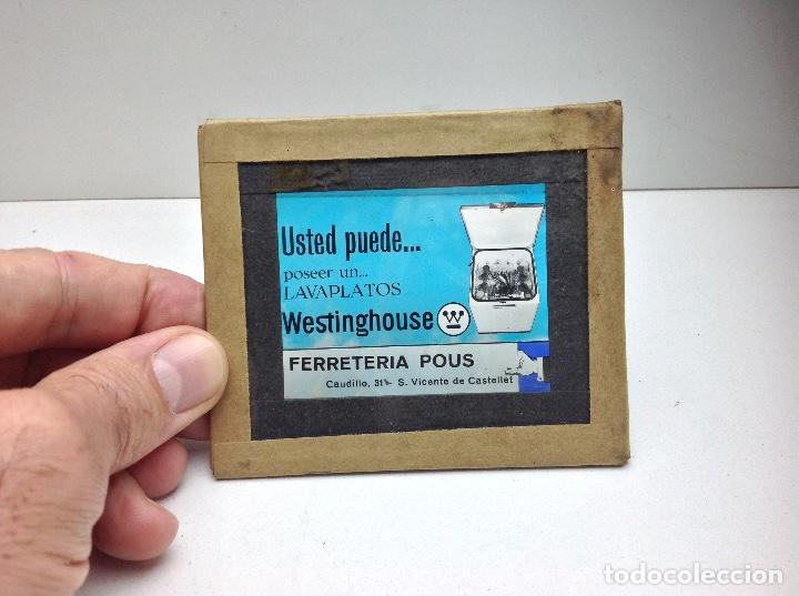 Cine: CLICHE PUBLICIDAD CELULOIDE SOBRE CRISTAL- PUBLICIDAD CINES A&Ntilde;OS 50/60 - WESTINGHOUSE