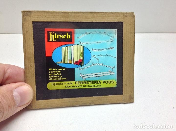 Cine: CLICHE PUBLICIDAD CELULOIDE SOBRE CRISTAL- PUBLICIDAD CINES A&Ntilde;OS 50/60 - KIRSCH