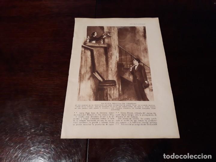 Cine: ESCENA  DE LA NUEVA  PEL&Iacute;CULA DE CHARLOT  - LUCES DE LA CIUDAD  -HOJA REVISTA  25 X 17 CM