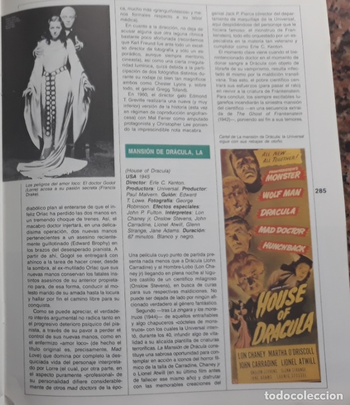 Cine: frankenstein doctor DRACULA FRANCIS DRAKE LON CHANEY JOHN CARRADINE EL HOMBRE LOBO