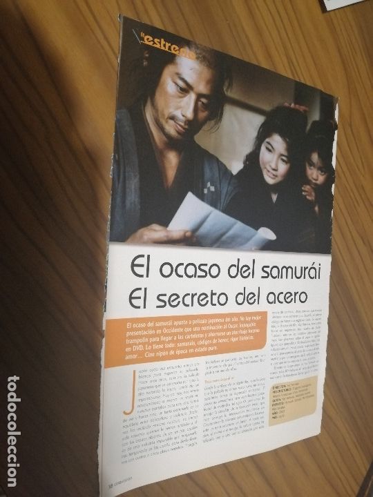 Cine: EL OCASO DEL SAMURAI. ART&Iacute;CULO CON 2 PAG&Iacute;NAS. EXTRAIDO DE REVISTA. NO S&Eacute; FECHA NI CABECERA.