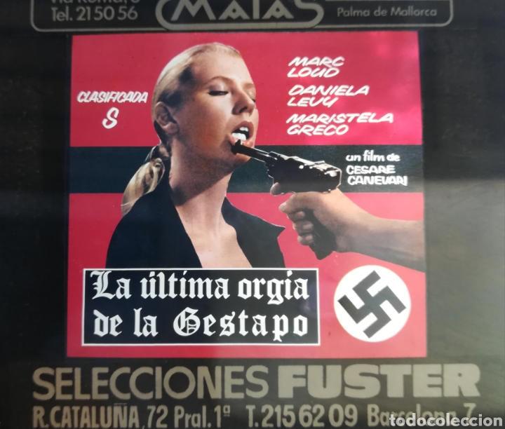 Cine: Diapositiva de cristal publicidad film Italia La &uacute;ltima orgia de la Gestapo - Esv&aacute;stica