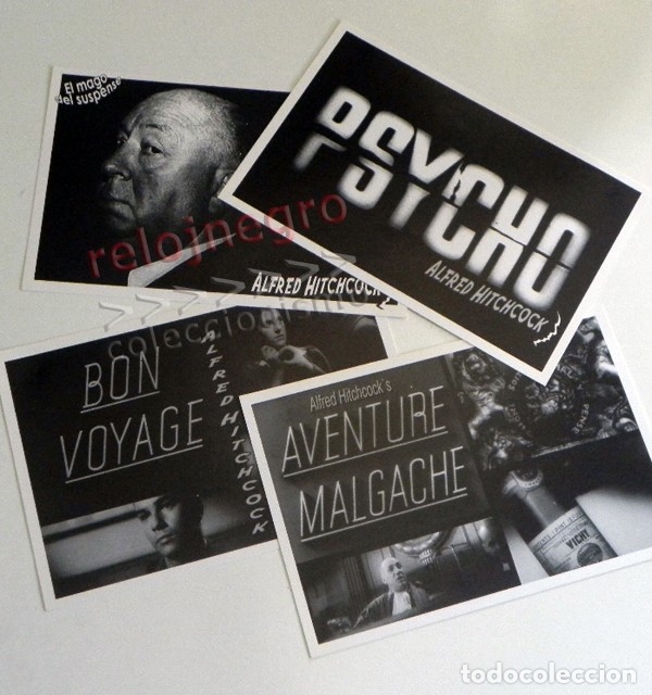 Cine: LOTE DE TARJETAS ALFRED HITCHCOCK ( FOTO DEL DIRECTOR ) - PSYCHO - BON VOYAGE - CINE - ESTILO POSTAL
