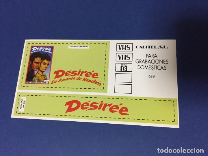 Cine: PEGATINA CACITEL PARA CINTAS VIDEO VHSDESIREE LA AMANTE DE NAPOLEON JEAN SIMMONS MARLON BRANDO