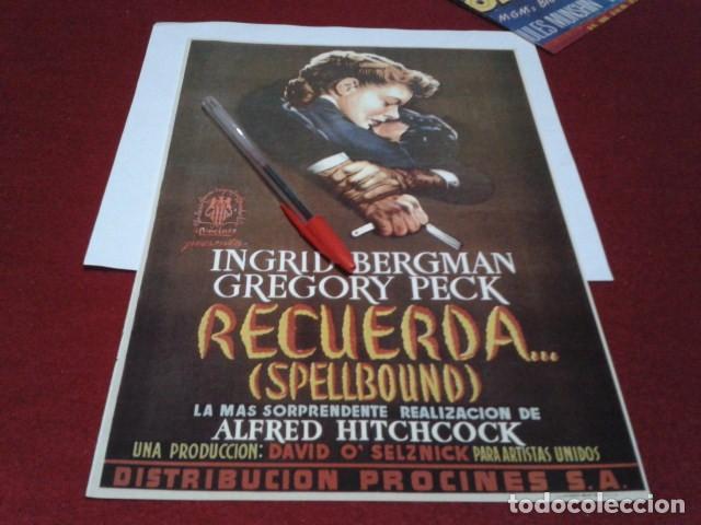 Cine: P&Oacute;STER PELICULA FICHA HOJA REVISTA RECORTE A4 (  RECUERDA - ALFRED HITCHCOCK  )