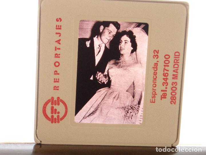 Cine: DIAPOSITIVA DE PRENSA. AGENCIA EFE. 5X5. ELIZABETH TAYLOR. LIZ. BODA CON NICK HILTON SU 1er ESPOSO