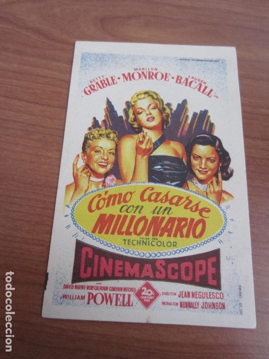 Cine: como casarse con un millonario marilyn monroe prospecto de cine