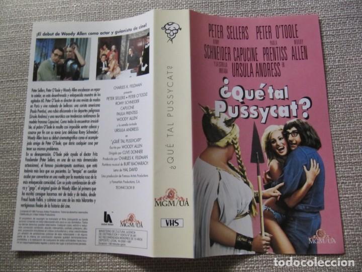 Cine: PORTADA CARATULA VHS QUE TAL PUSSYCAT PETER SELLERS WOODY ALLEN ROMY SCHNEIDER URSULA ANDRESS.