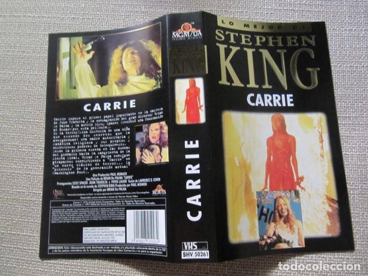 Cine: PORTADA CARATULA VHS CARRIE STEPHEN KING SISSY SPACEK JOHN TRAVOLTA PIPER LAURIE AMY IRVING.