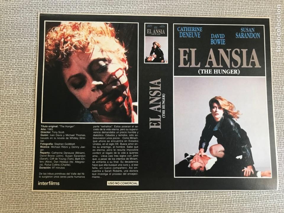 Cine: PORTADA CARATULA VHS REVISTA INTERFILMS EL ANSIA CATHERINE DENEUVE DAVID BOWIE SUSAN SARANDON.