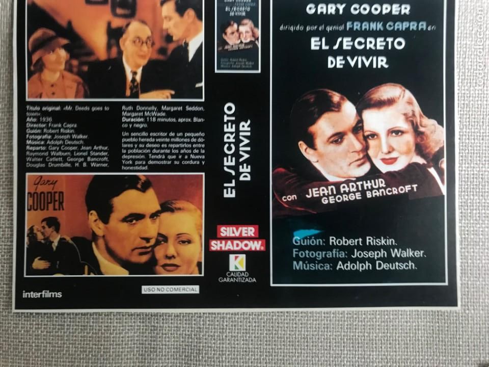 Cine: PORTADA CARATULA VHS REVISTA INTERFILMS EL SECRETO DE VIVIR GARY COOPER FRANK CAPRA.