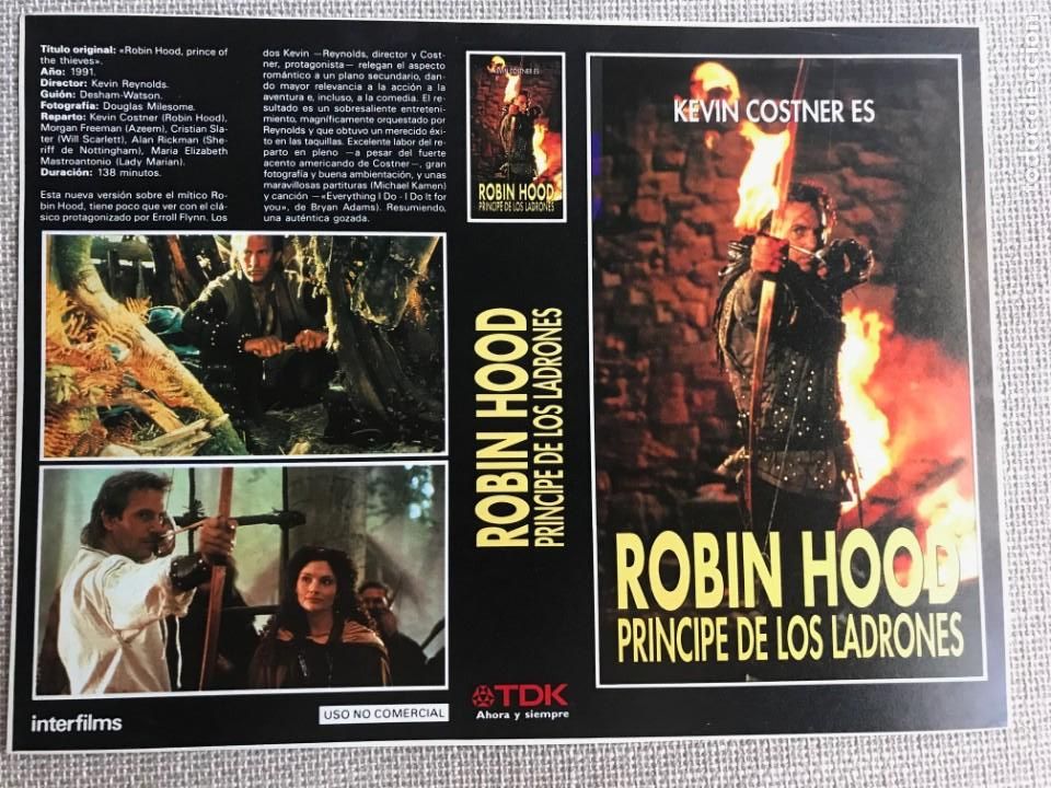 Cine: PORTADA CARATULA VHS REVISTA INTERFILMS ROBIN HOOD PRINCIPE DE LOS LADRONES KEVIN COSTNER.