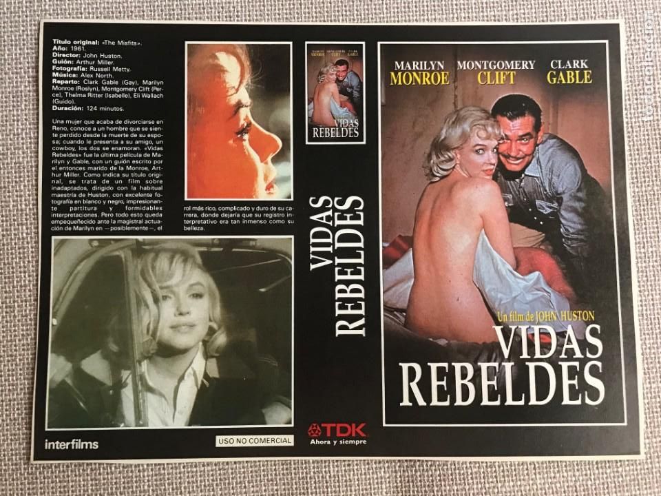 Cine: PORTADA CARATULA VHS REVISTA INTERFILMS VIDAS REBELDES MARILYN MONROE CLARK GABLE MONTGOMERY CLIFT.
