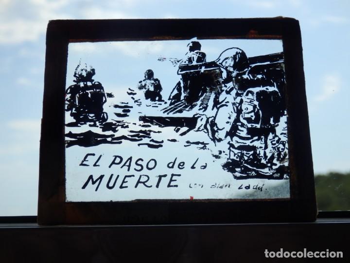 Cine: Diapositiva cristal publicidad Cine El paso de la muerte con Alan Ladd reus a&ntilde;os 50 o 60