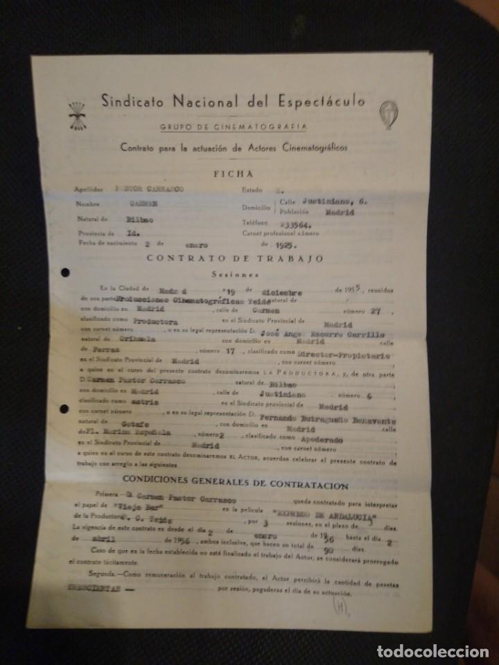Cine: Sindicato Nacional del Espect&aacute;culo. Contrato actores