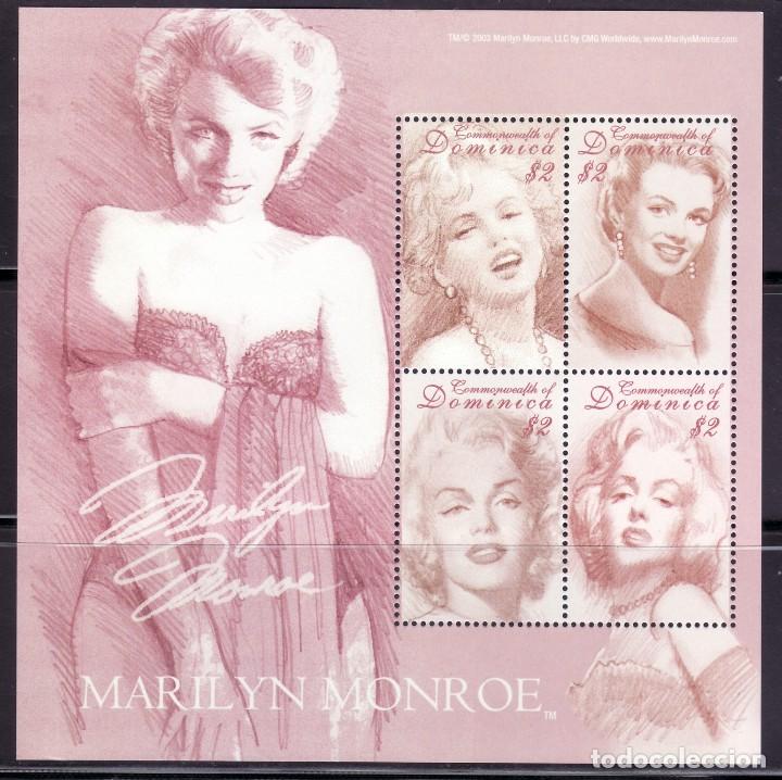 Cine: SELLOS TEMA CINE DOMINICA 2003 MARILYN MONROE 4v. HOJA BLOQUE