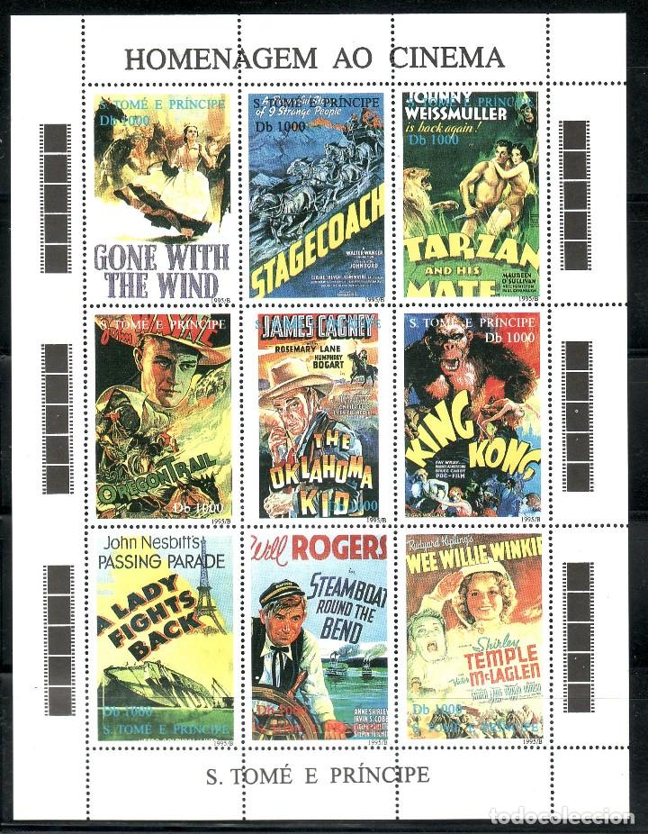 Cinema: SELLOS CINE. STO. TOM&Eacute; Y PRINCIPE 1995 9v. MH HOMENAJE AL CINEMA