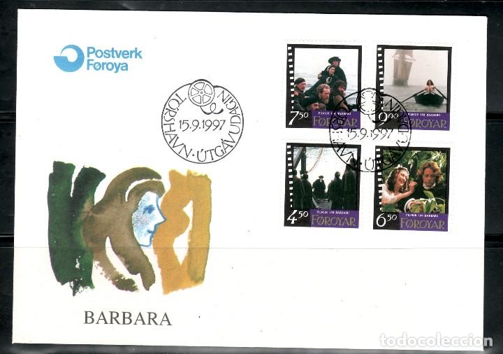 Cine: SELLOS TEMA CINE SOBRE MAT.ESPECIAL 1997 ISLAS FEROE FOROYAR 318/21 FILM BARBARA