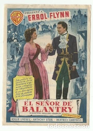 Cine: PROGRAMA EL SE&Ntilde;OR DE BALANTRY ERROL FLYNN - Foto 1
