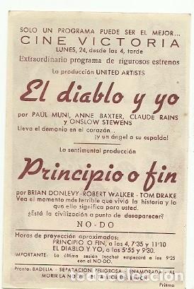 Cine: PROGRAMA CINE PRINCIPIO O FIN BRIAN DONLEVY ROBERT WALKER - Foto 2
