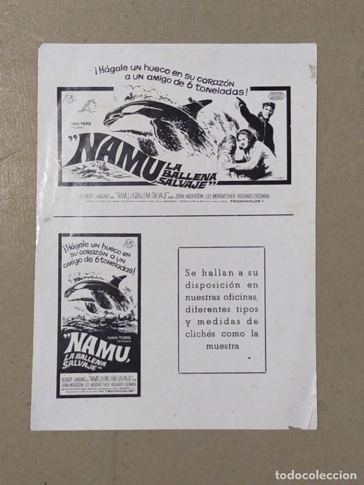 Cine: CHICHE PARA PRENSA: NAMU LA BALLENA SALVAJE. JOHN ANDERSON, LEE MERIWETHER - 24X17 CM