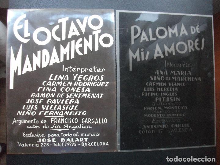Cine: DOS L&Aacute;MINAS DE CELULOIDE PUBLICIDAD DE PELICULAS EL OCTAVO MANDAMIENTO Y PALOMA DE MIS AMORES