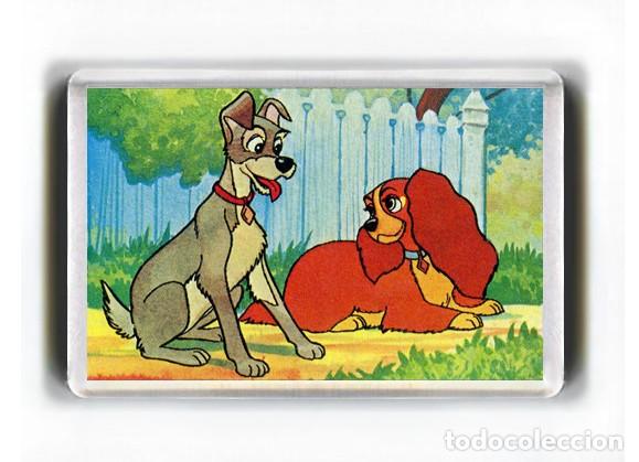 Cine: IMAN ACRILICO NEVERA - DIBUJOS ANIMADOS - DISNEY LA DAMA Y EL VAGABUNDO