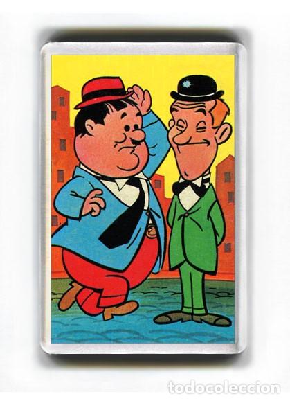 Cine: IMAN ACRILICO NEVERA - DIBUJOS ANIMADOS - STAN LAUREL Y OLIVER HARDY EL GORDO Y EL FLACO