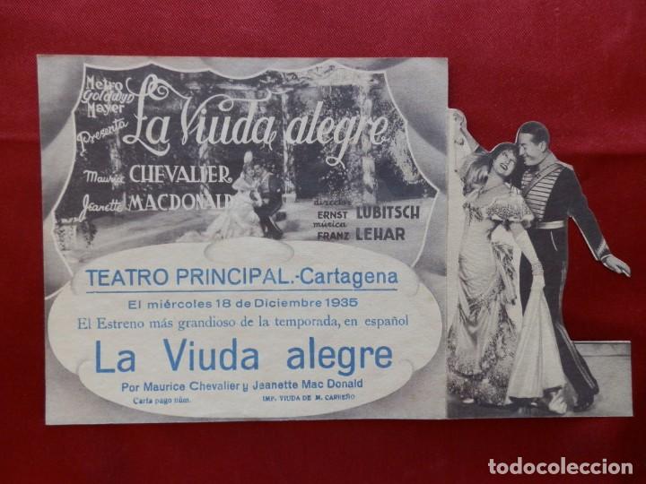 91/ PROGRAMA CINE DOBLE ”LA VIUDA ALEGRE”,TEATRO PRINCIPAL, CARTAGENA 1935 (Cine - Varios)