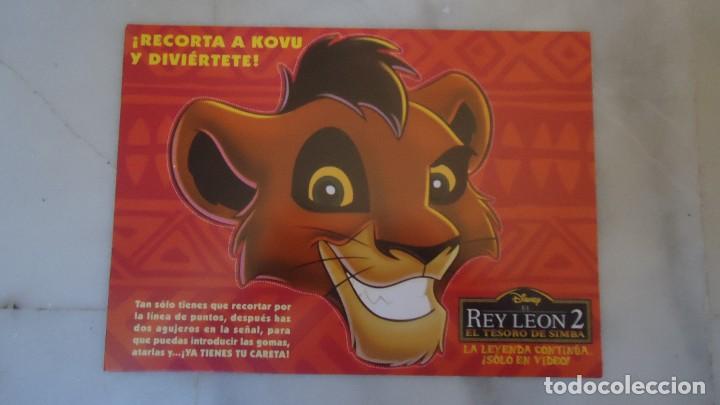 Cine: CARETA ORIGINAL DE LA PEL&Iacute;CULA, W. DISNEY. EL REY LE&Oacute;N 2, EL TESORO DE SIMBA. KOVU. 21X29CM.