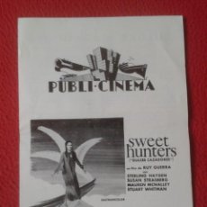 Cine: ANTIGUO DÍPTICO PUBLI CINEMA CINE FILM SWEET HUNTERS DULCES CAZADORES RUY GUERRA PUBLICIDAD DANONE..