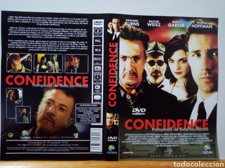 Cine: Solo caratula original DVD - Confidence Tramposos de Toda Confianza