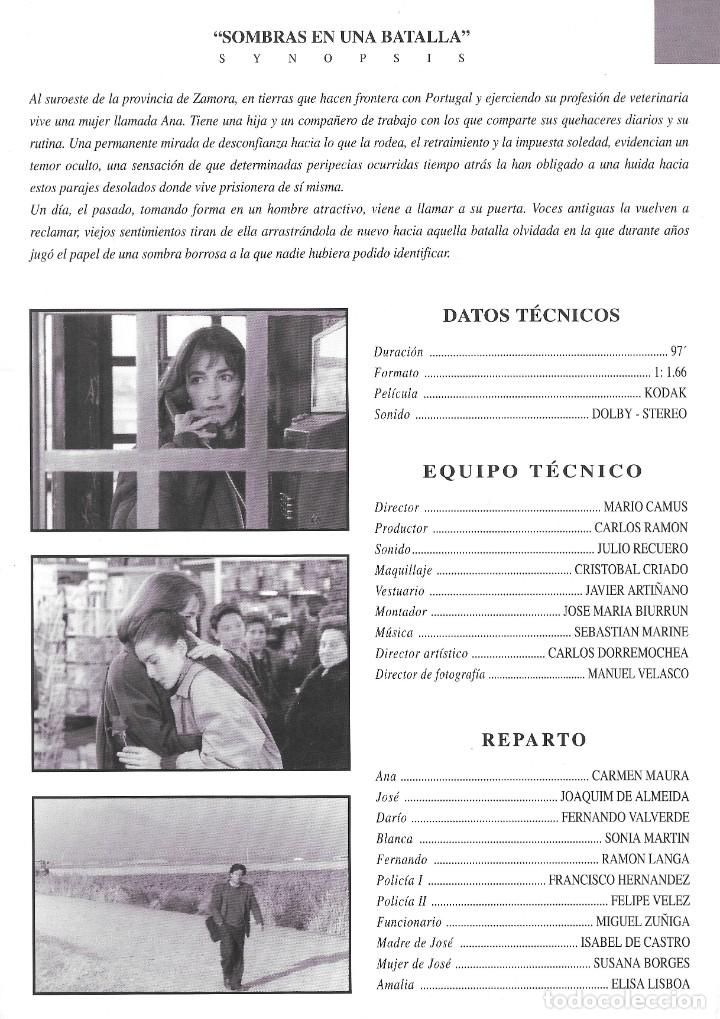 Cine: AFICHE SOMBRAS EN UNA BATALLA - MARIO CAMUS - Foto 2