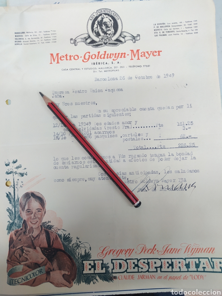 Cine: Metro golden Mayer cine Gregory Peck el despertar