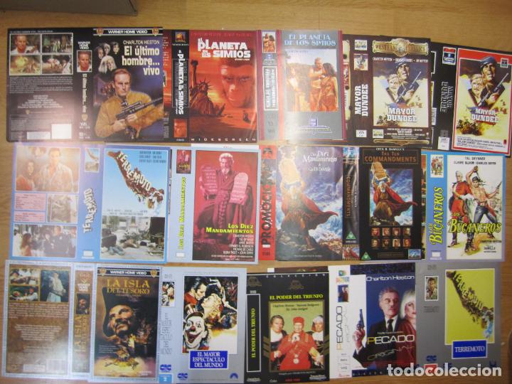 Cine: Lote 28 caratulas originales diferentes video peliculas Charlton Heston