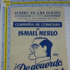Cinema: PUBLICIDAD PROGRAMA DE TEATRO. TEATRO DE LAS CORTES SAN FERNANDO CÁDIZ 1956. ISMAEL MERLO. 14