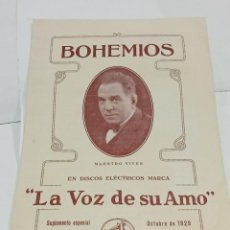Cine: LA VOZ DE SU AMO. BOHEMIOS. MAESTRO VIVES.SUPLEMENTO ESPECIAL 1929. VER INTERIOR