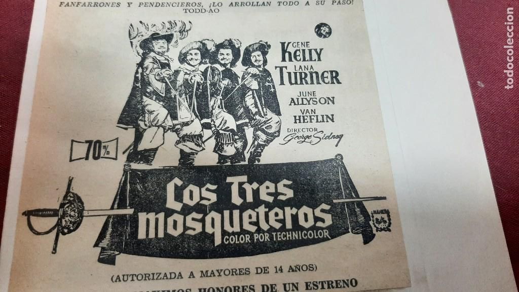 Cine: PEL&Iacute;CULA LOS TRES MOSQUETEROS. RECORTES PRENSA A&Ntilde;OS 70