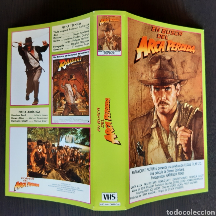Cine: Indiana Jones. En Busca del Arca Perdida. Car&aacute;tula Cacitel. VHS