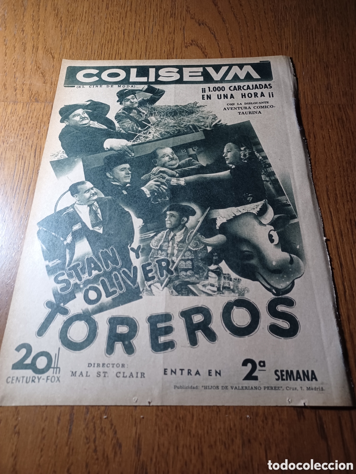 Cinema: STAN Y OLIVER TOREROS .CINE COLISEUM .2&deg; SEMANA .1000 CARCAJADAS EN UNA HORA .1946 .30 X 22 CM