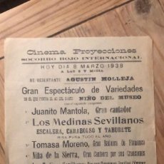 Cine: PANFLETO U OCTAVILLA CINEMA PROYECCIONES VALDEPEÑAS SOCORRO ROJO INTERNACIONAL 1938 TAMAÑO FOLIO. Lote 381313834
