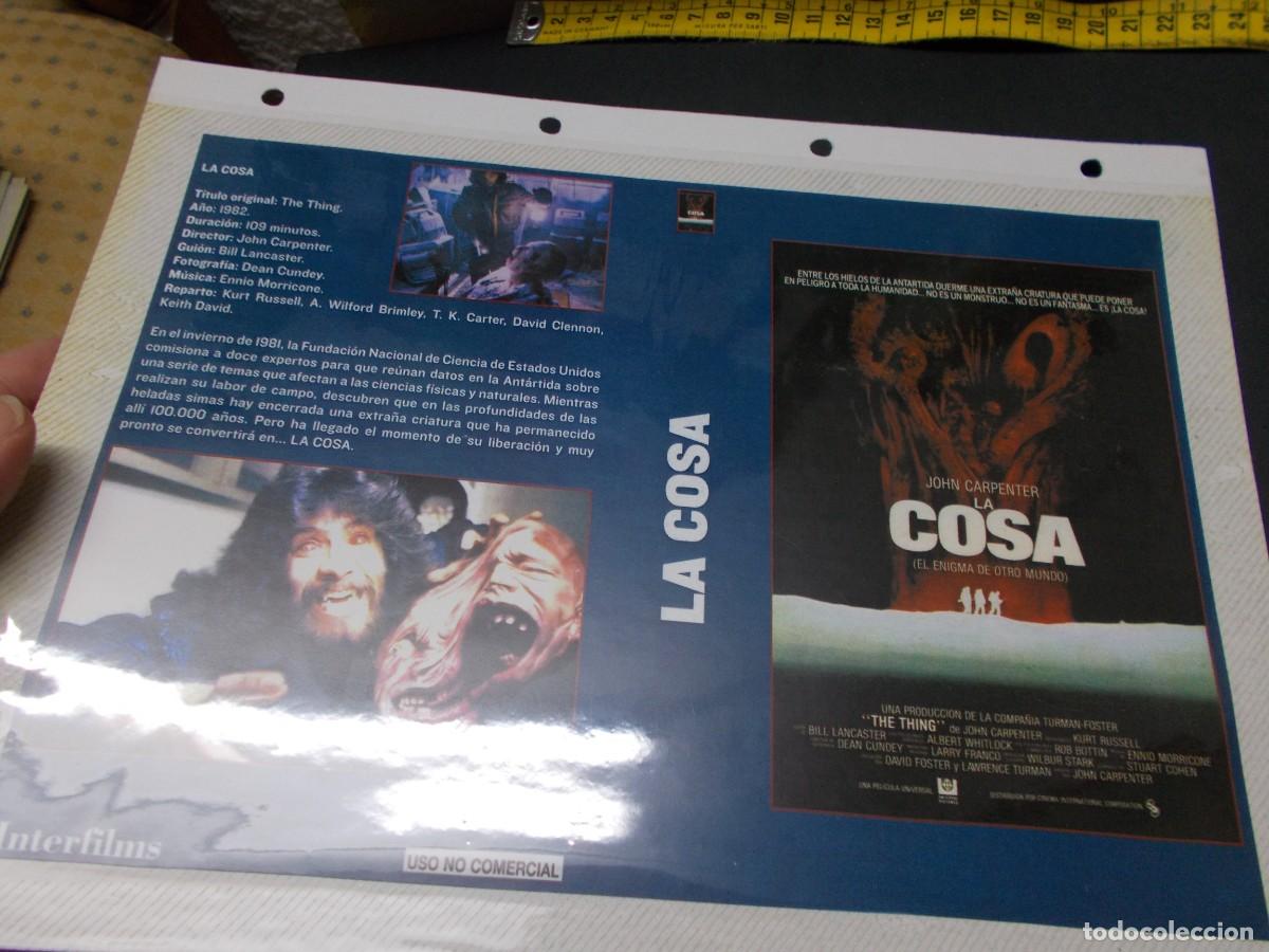 Kino: LA COSA ,,CARATULA COMERCIAL,Y FOLIO, A&Ntilde;OS 80 90 SOLO CARATULA,,