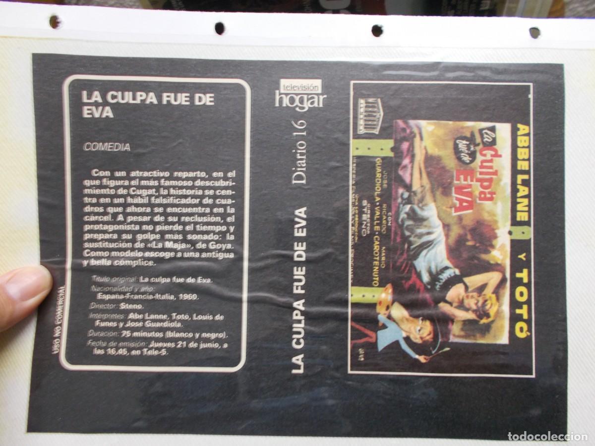 Kino: LA CULPA FUE DE EVA ,,CARATULA COMERCIAL A&Ntilde;OS 80 90 SOLO CARATULA,,