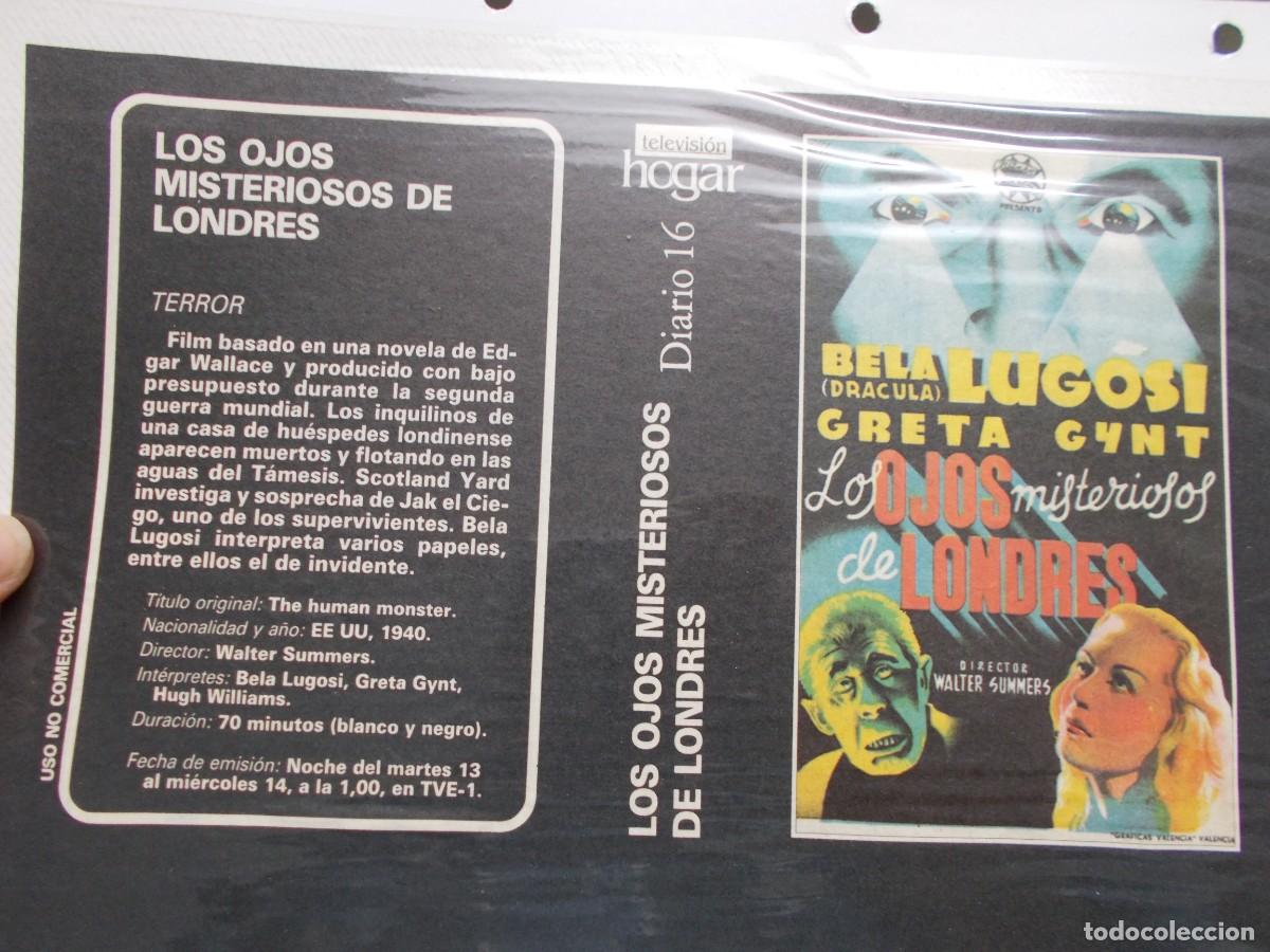Kino: LOS OJOS MISTERIOSOS DE LONDRES ,,CARATULA COMERCIAL A&Ntilde;OS 80 90 SOLO CARATULA,,