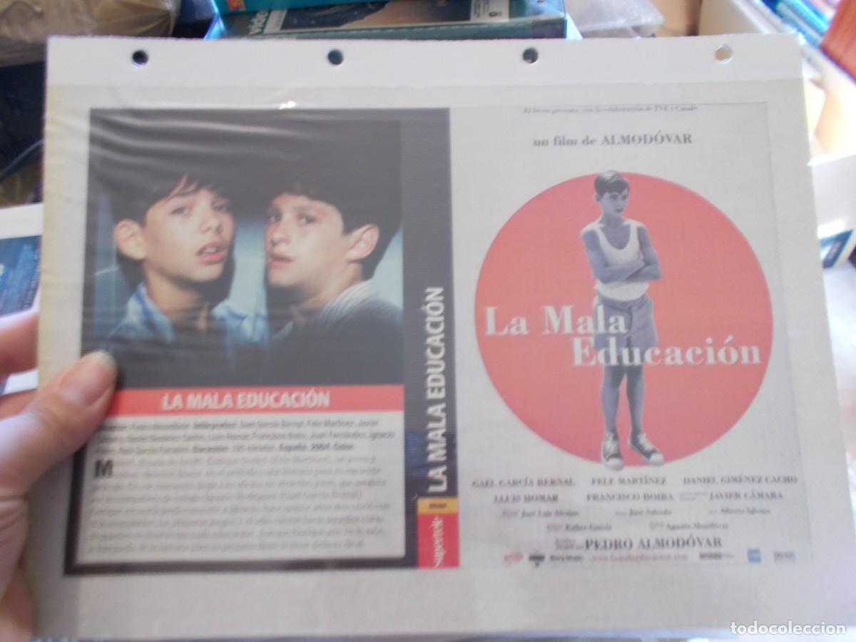 Cinema: LA MALA EDUCACION ,,CARATULA COMERCIAL Y PORTADA TAMA&Ntilde;O FOLIO, ESTAN PEGADAS AL CARTON,