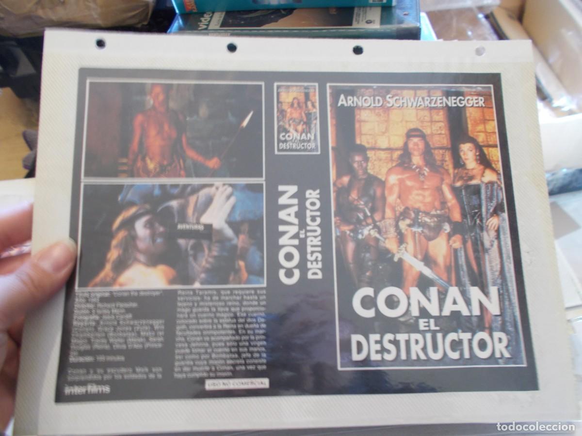 Cinema: CONAN EL DESTRUCTOR ,,CARATULA COMERCIAL Y PORTADA TAMA&Ntilde;O FOLIO, ESTAN PEGADAS AL CARTON,