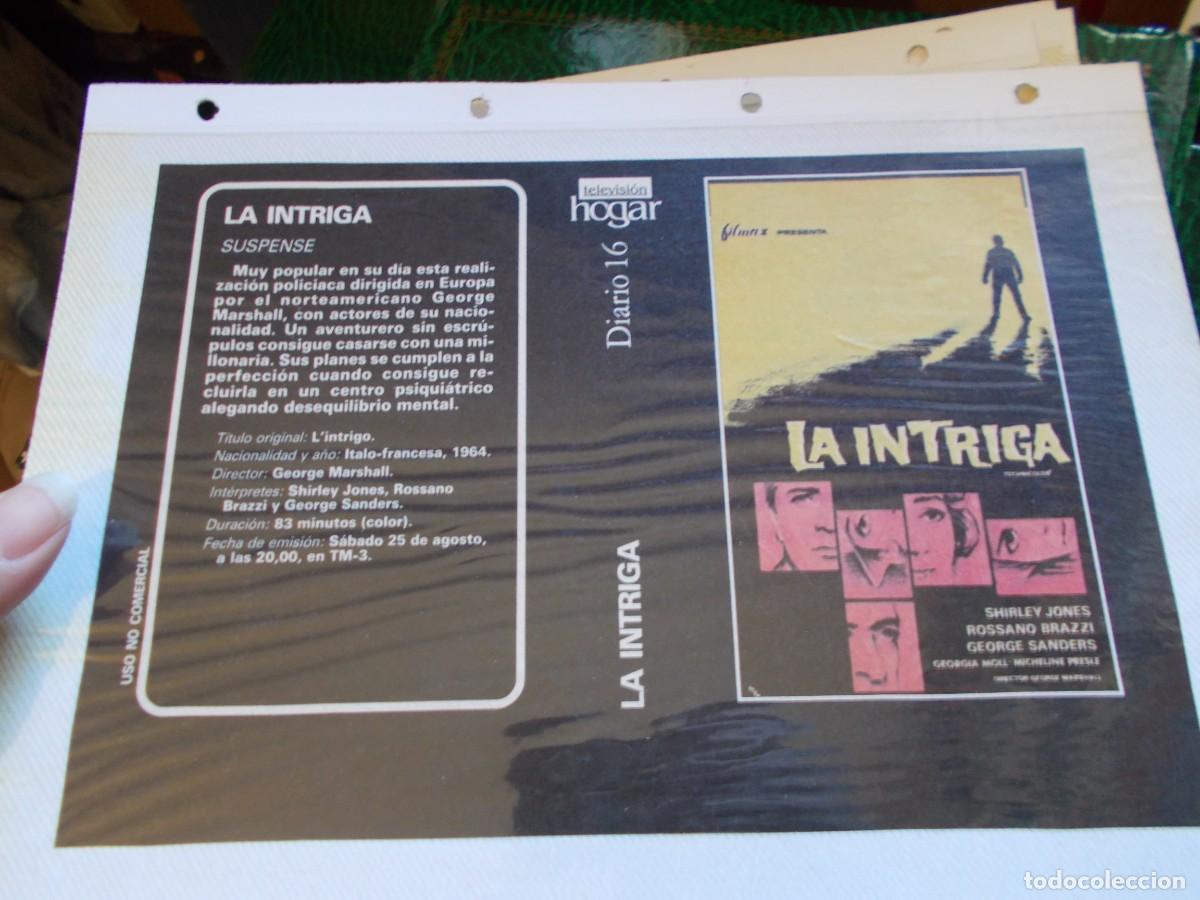 Cinema: LA INTRIGA ,,SOLO CARATULA,COMERCIAL ,,ESTA PEGADA AL CARTON ''A&Ntilde;OS 80 90