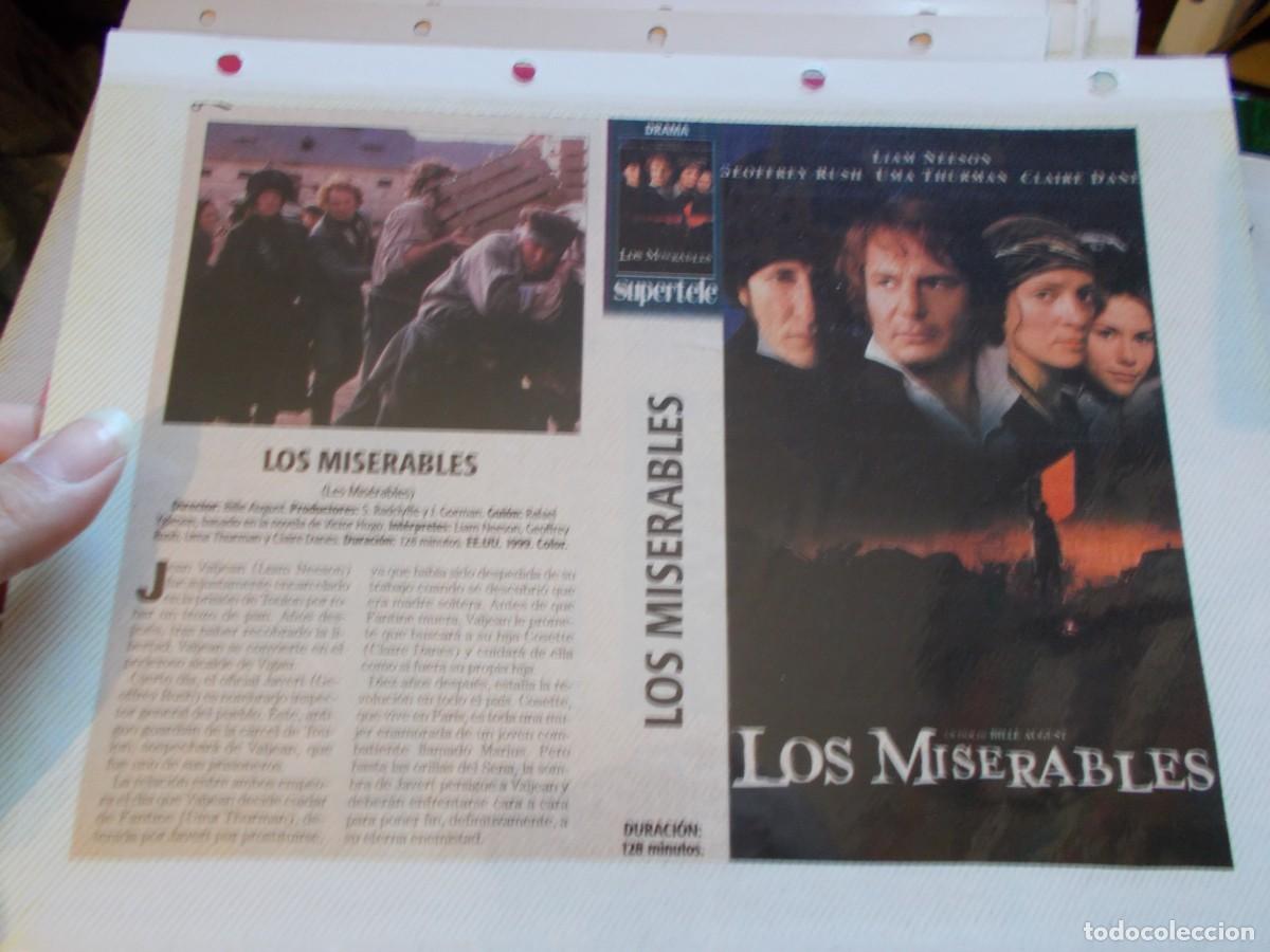 Cine: LOS MISERABLES ,,SOLO CARATULA,COMERCIAL Y PORTADA ,,ESTA PEGADA AL CARTON ''A&Ntilde;OS 80 90
